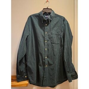Saddlebred Men's Green Corduroy Button Up Shirt Large Long Sleeve